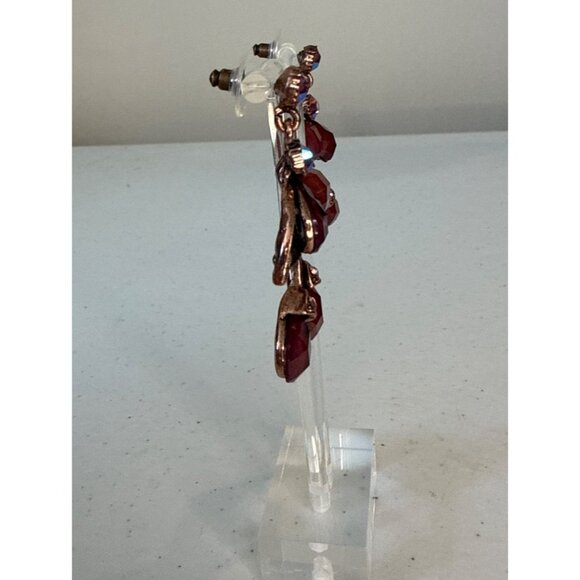 Vintage red‎ purple crystals dangle pierced earrings OS - Picture 4 of 8